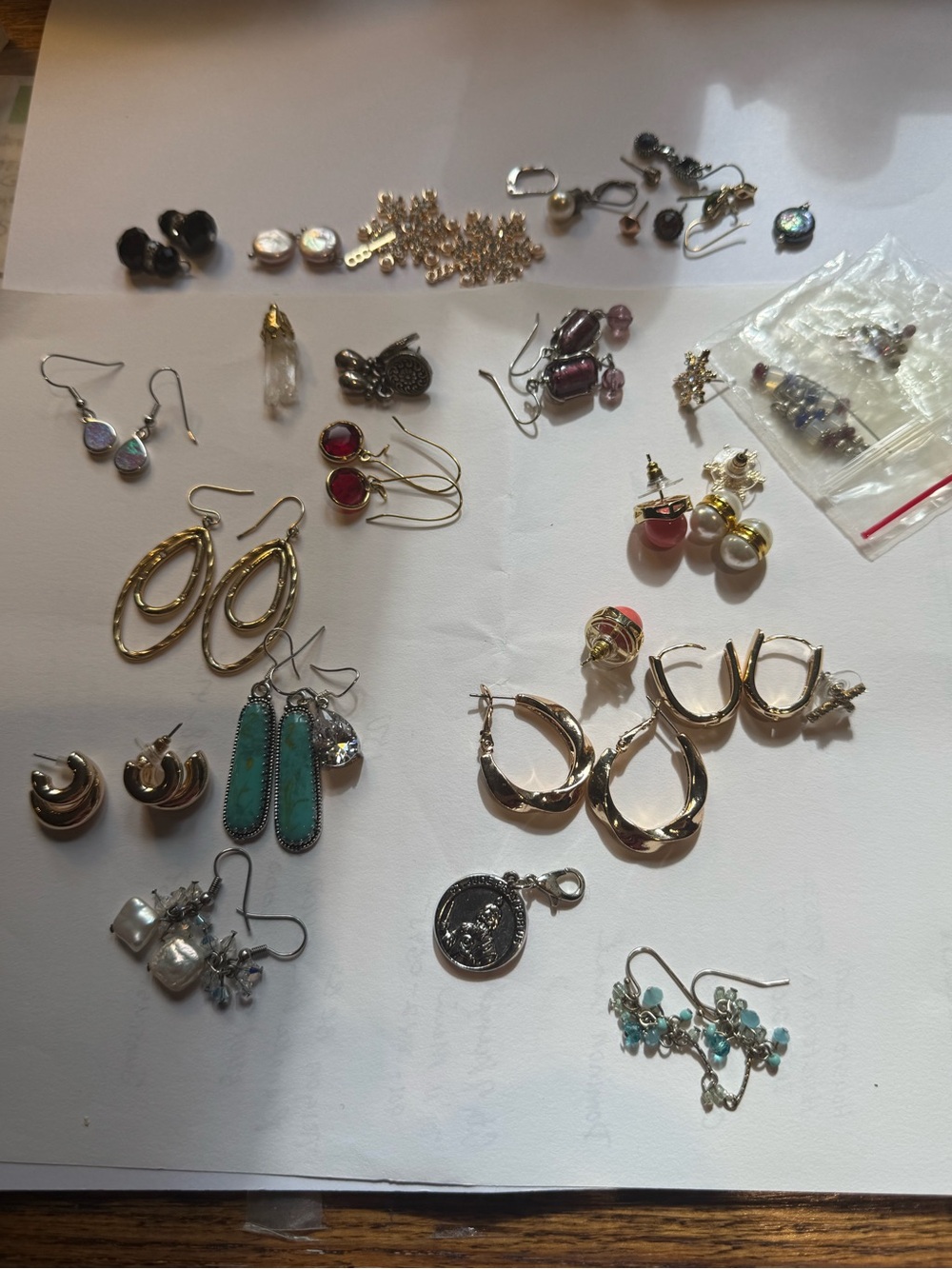 Mixed Women's Gold-Tone and Turquoise Accent Earring Set